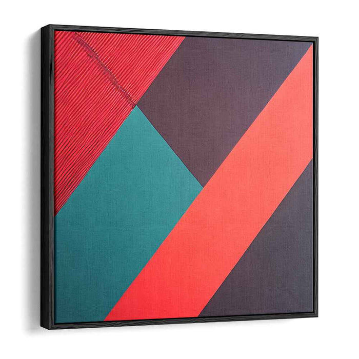 Bold Intersections: Geometric Abstract Red and Black Canvas Art Print