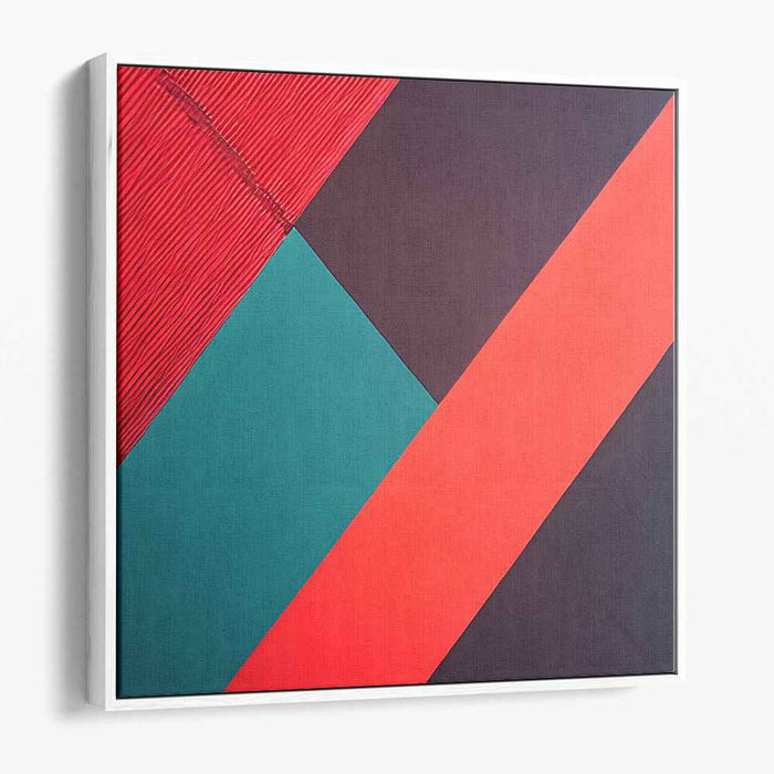 Bold Intersections: Geometric Abstract Red and Black Canvas Art Print