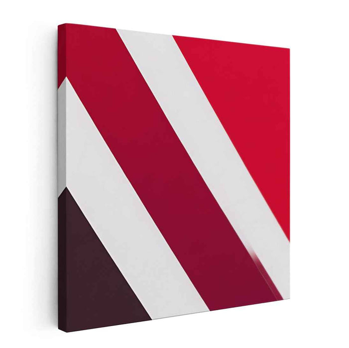 Crimson Fusion Abstraction: Modern Red and White Abstract Canvas Art