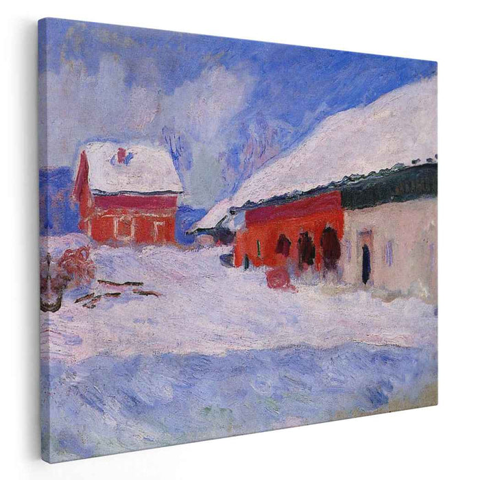 Red Houses at Bjornegaard in the Snow, Norway by Claude Monet