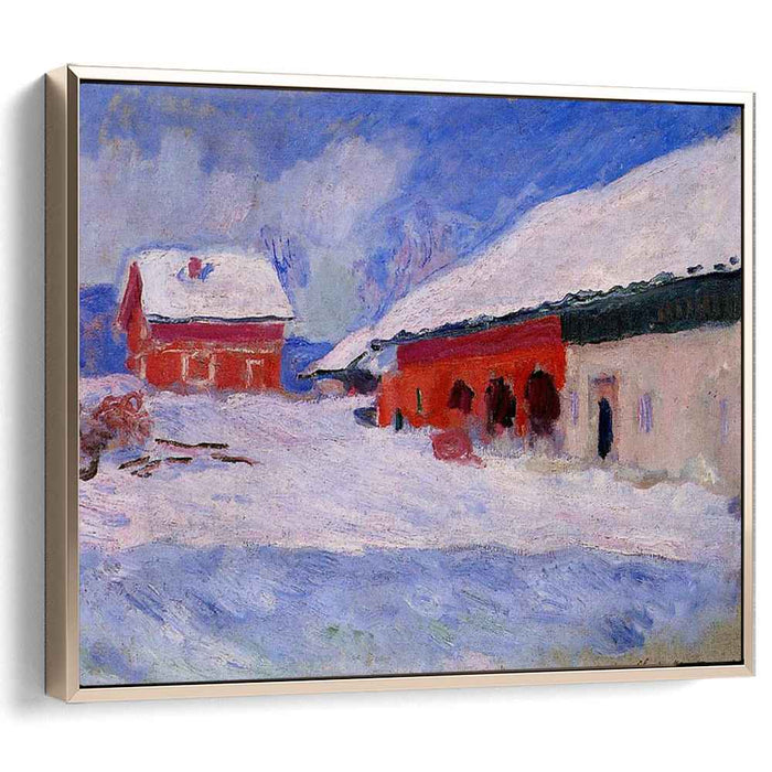 Red Houses at Bjornegaard in the Snow, Norway by Claude Monet