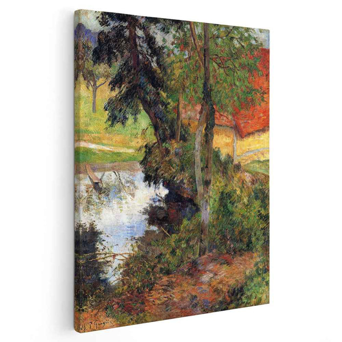 Red roof by the water (1885) by Paul Gauguin