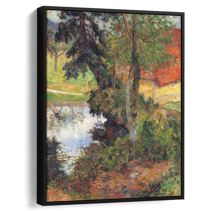 Red roof by the water (1885) by Paul Gauguin