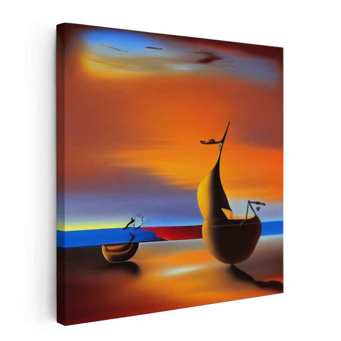 Eternal Voyage: Surreal Sunset Seascape Canvas Art