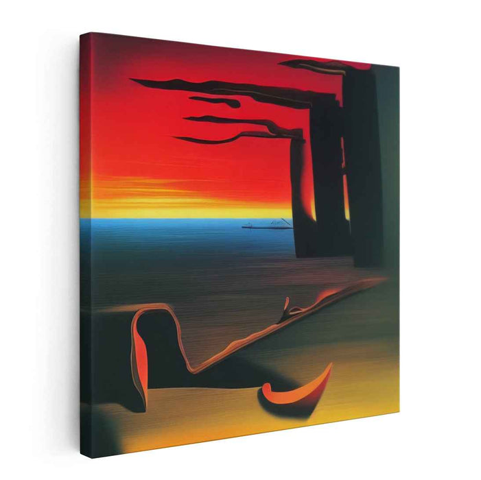 Illusionary Dusk: Surreal Sunset and Geometric Illusions Canvas Art
