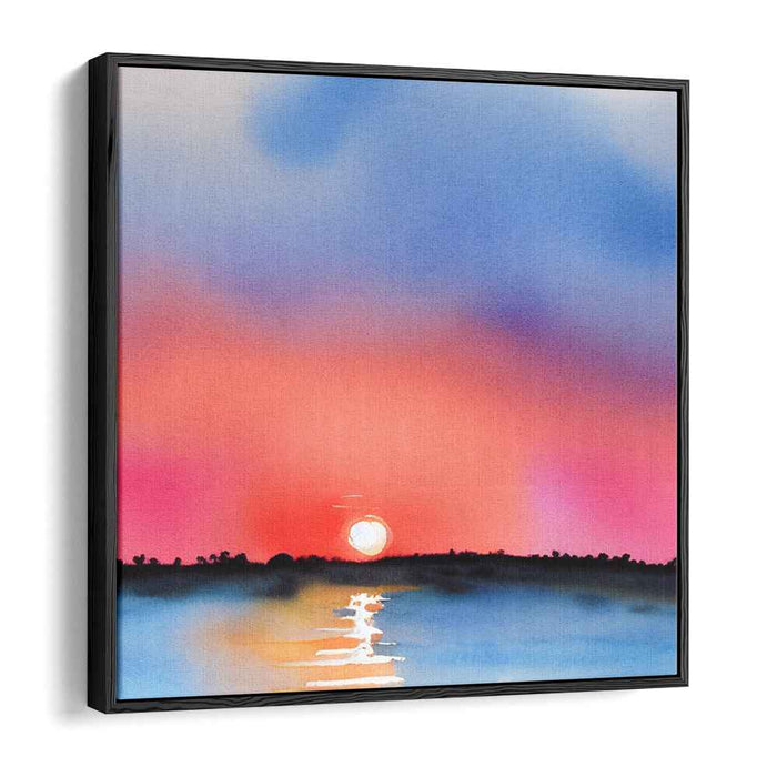 Horizon Ripples: Watercolor Horizon Serenity Canvas Art Print