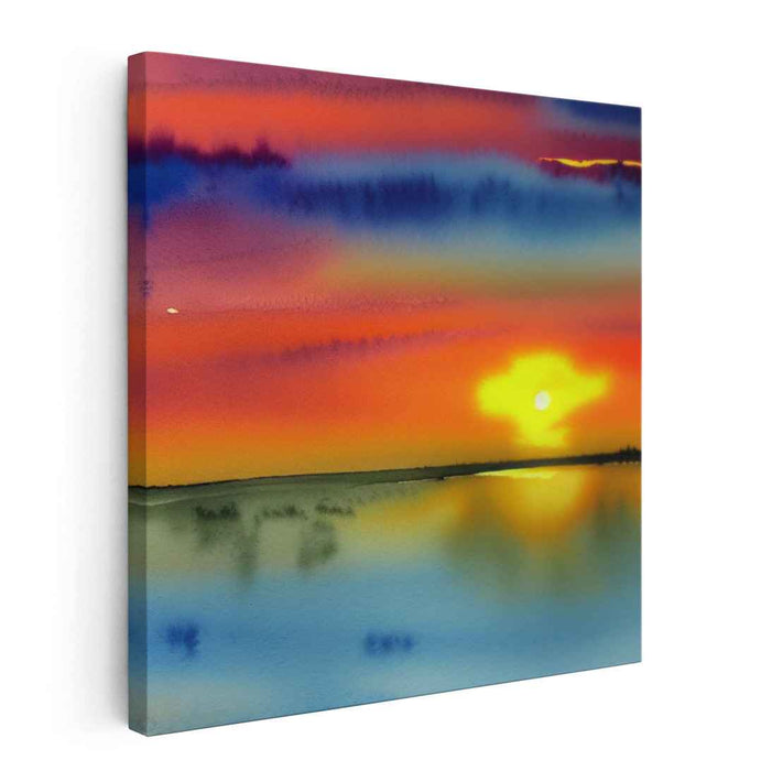 Red Watercolor Sunset #006