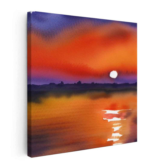 Red Watercolor Sunset #007