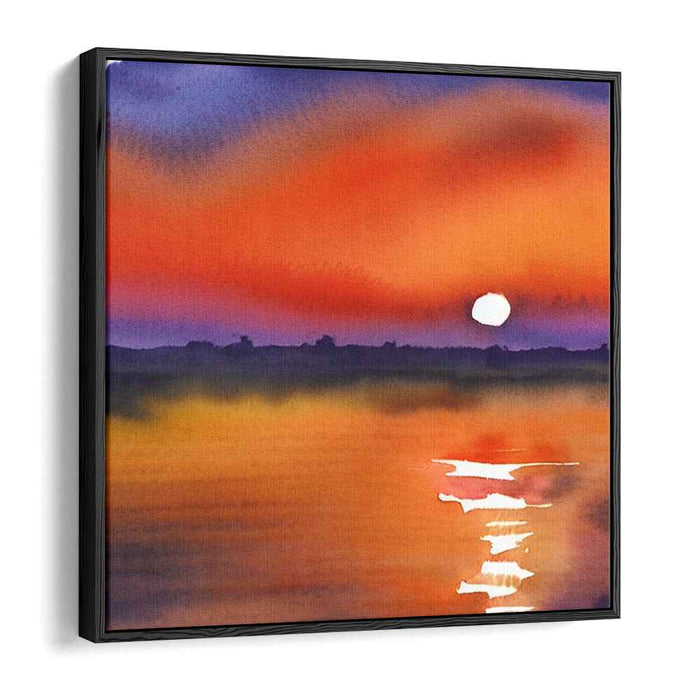 Red Watercolor Sunset #007