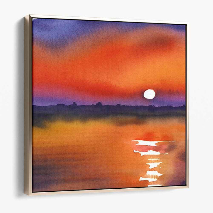 Red Watercolor Sunset #007