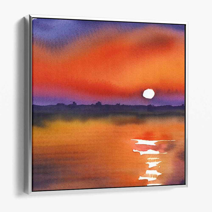 Red Watercolor Sunset #007