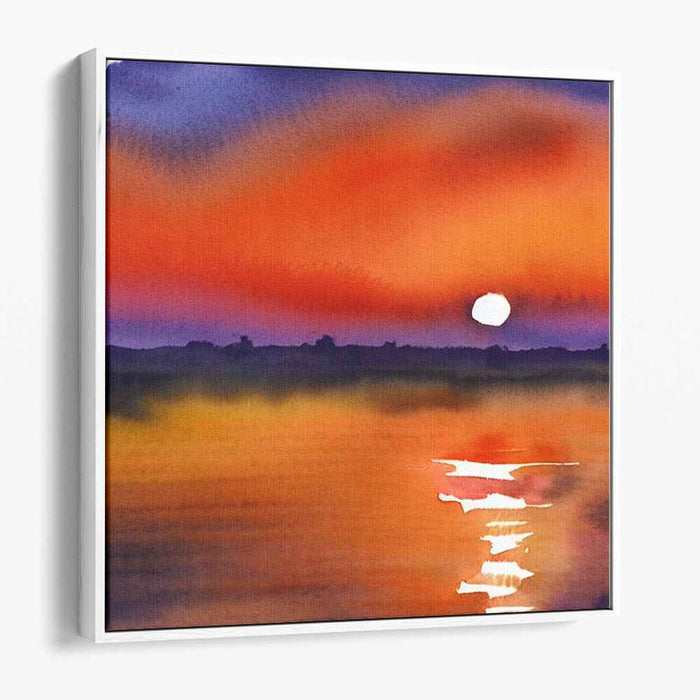 Red Watercolor Sunset #007