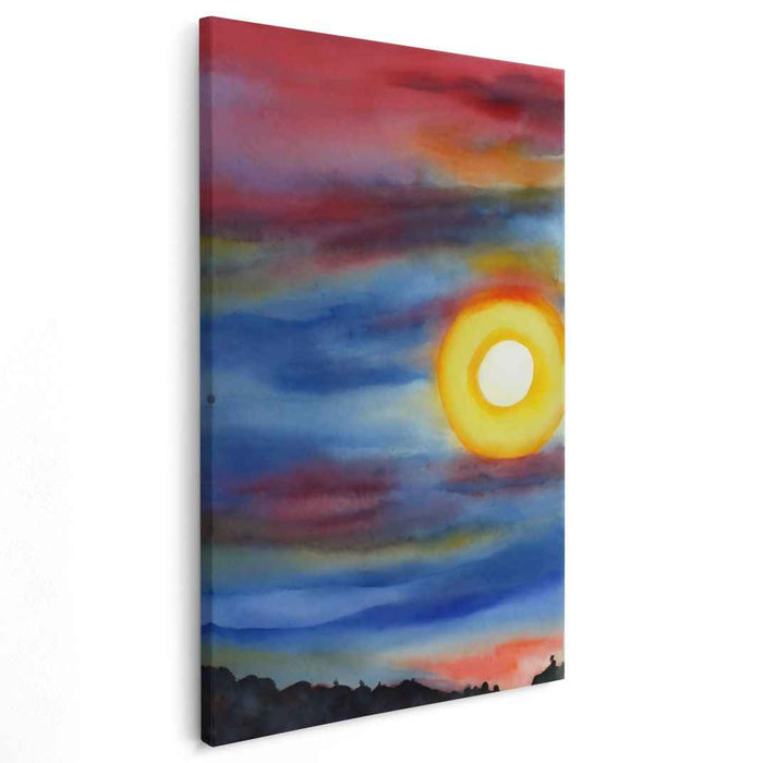 Red Watercolor Sunset #203