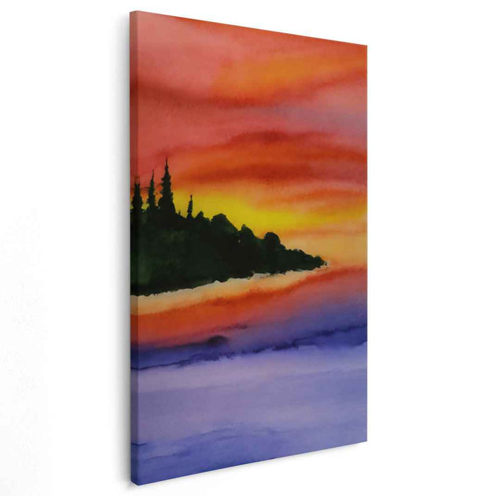 Red Watercolor Sunset #214