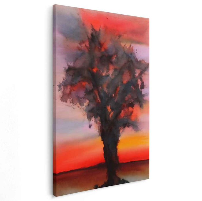 Aquarelle Arboreal Impressions: Impressionistic Watercolor Tree Canvas Art Print