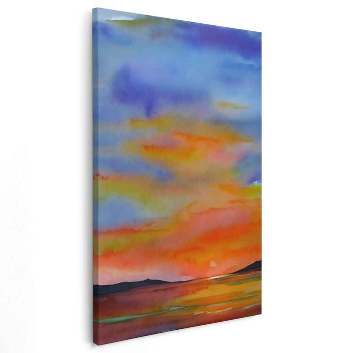 Red Watercolor Sunset #218