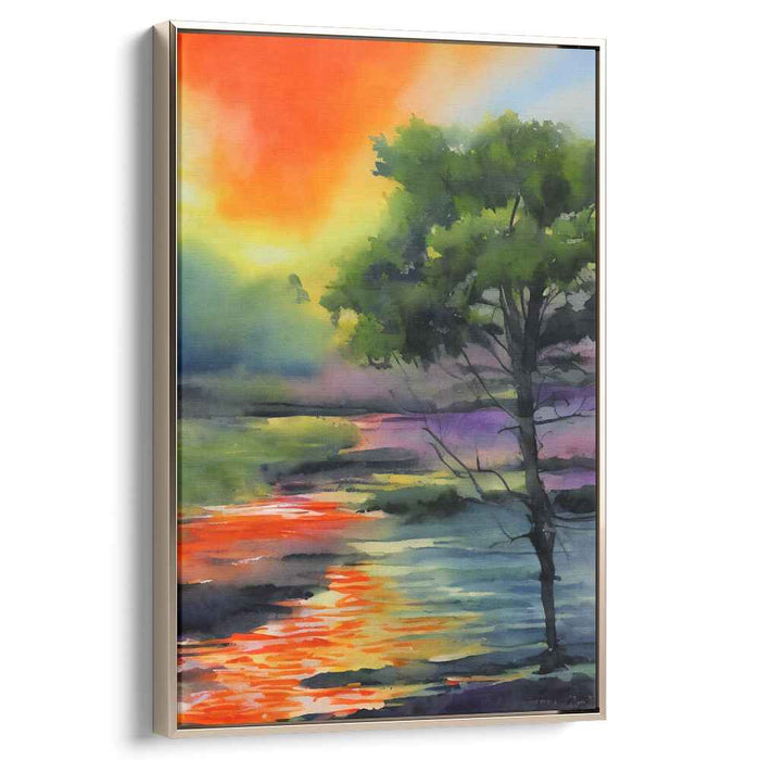 Red Watercolor Sunset #220