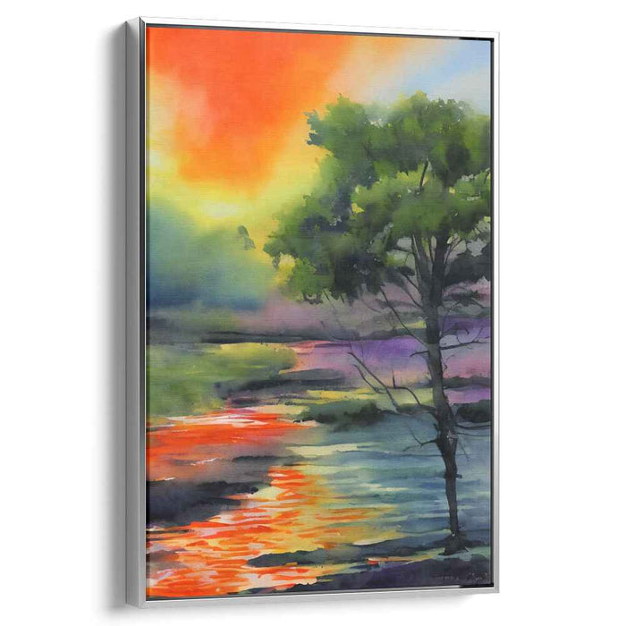 Red Watercolor Sunset #220