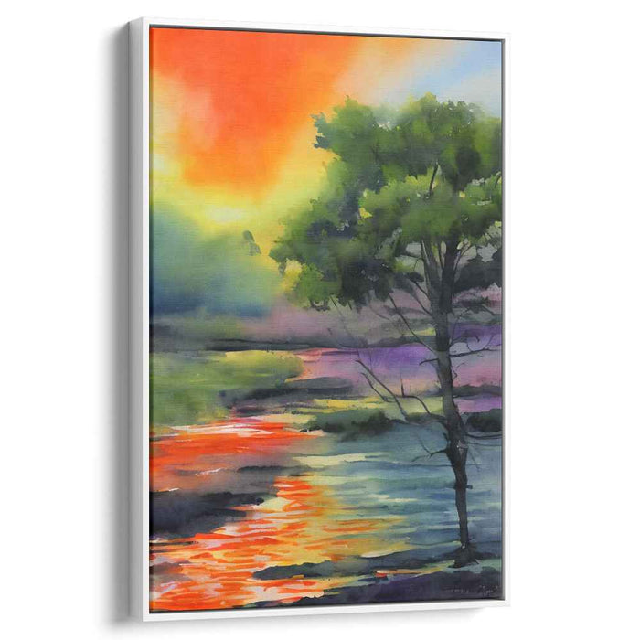 Red Watercolor Sunset #220