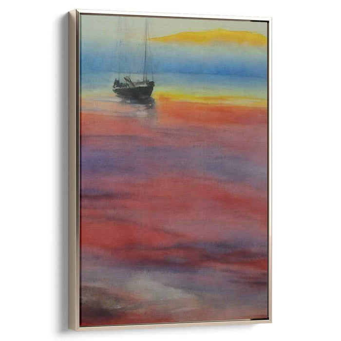 Sail into Sunset: A Serene Maritime Journey Watercolor Canvas Art