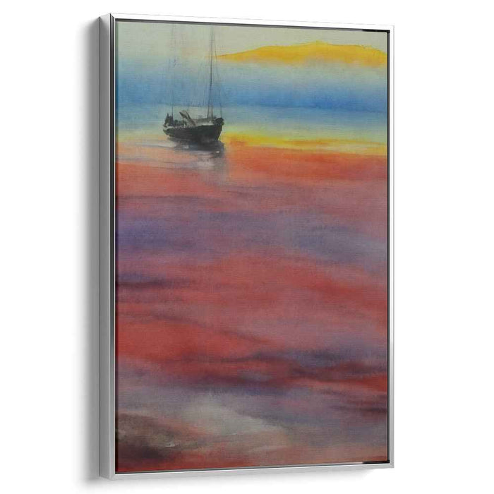 Sail into Sunset: A Serene Maritime Journey Watercolor Canvas Art