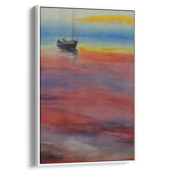 Sail into Sunset: A Serene Maritime Journey Watercolor Canvas Art