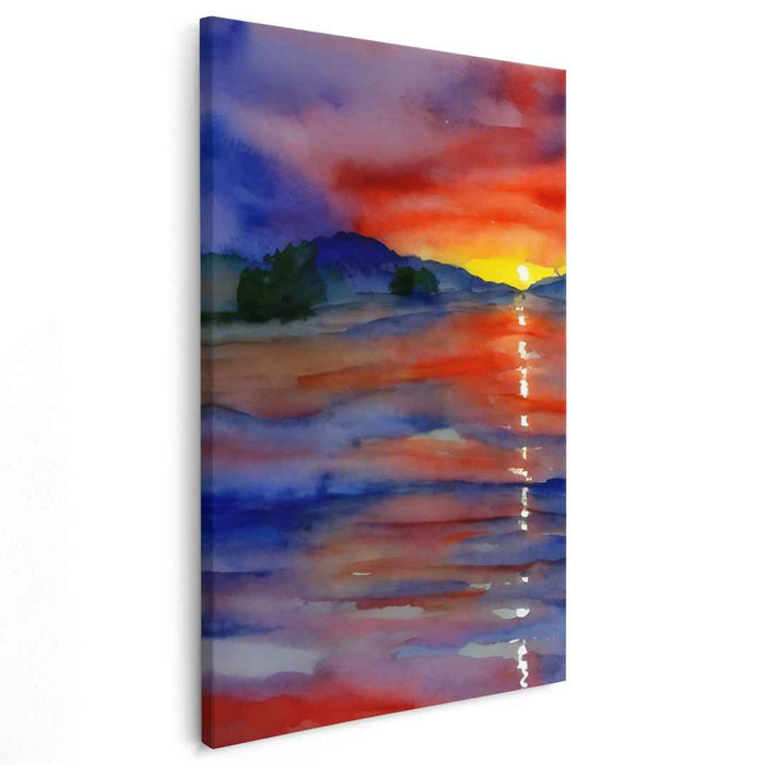 Red Watercolor Sunset #224