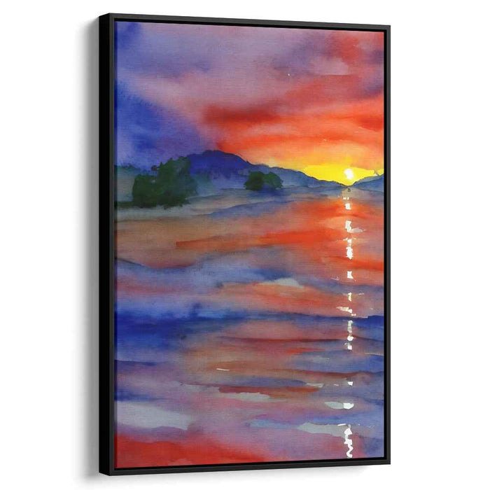 Red Watercolor Sunset #224