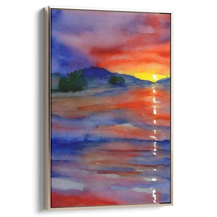 Red Watercolor Sunset #224