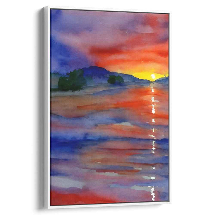 Red Watercolor Sunset #224