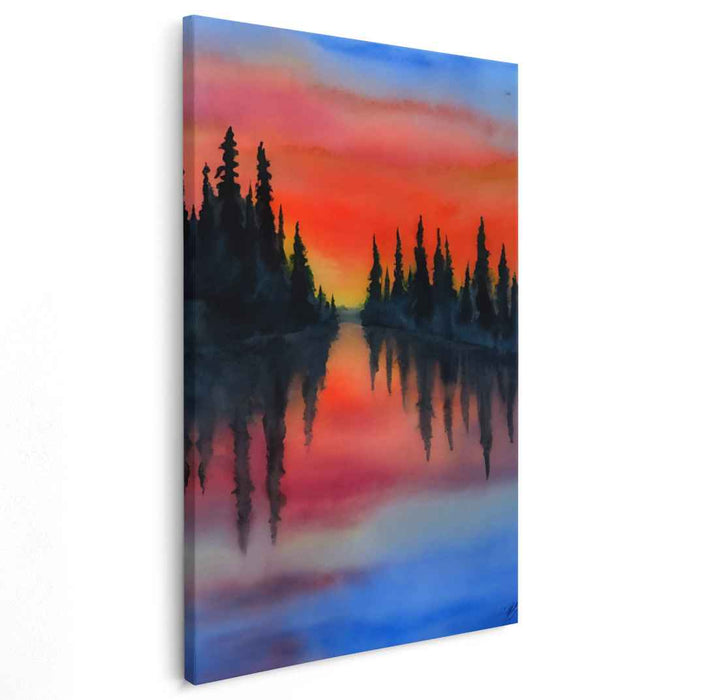 Serene Waters at Dusk: Sunset Over Serene Waters Canvas Art Print