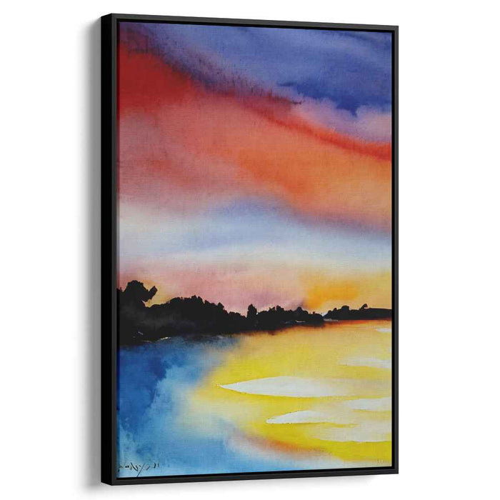 Red Watercolor Sunset #229