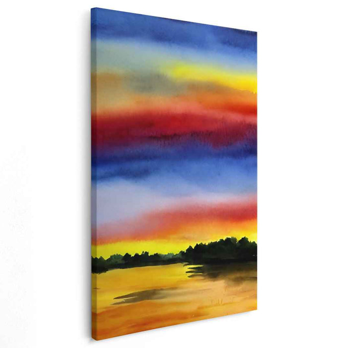 Red Watercolor Sunset #231