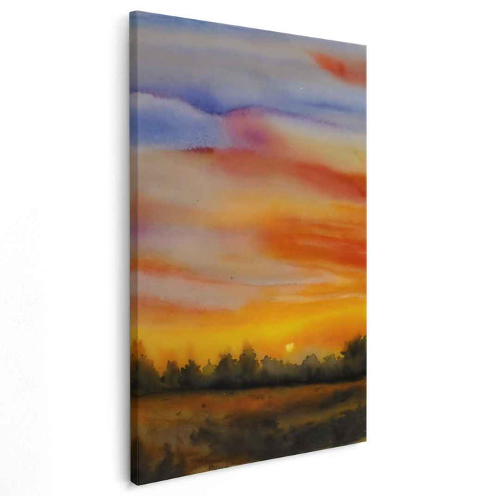 Red Watercolor Sunset #232