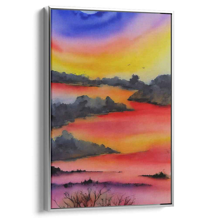 Watercolor Illusion: Vibrant Watercolor Landscape Canvas Art Print
