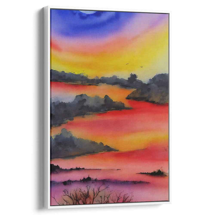 Watercolor Illusion: Vibrant Watercolor Landscape Canvas Art Print