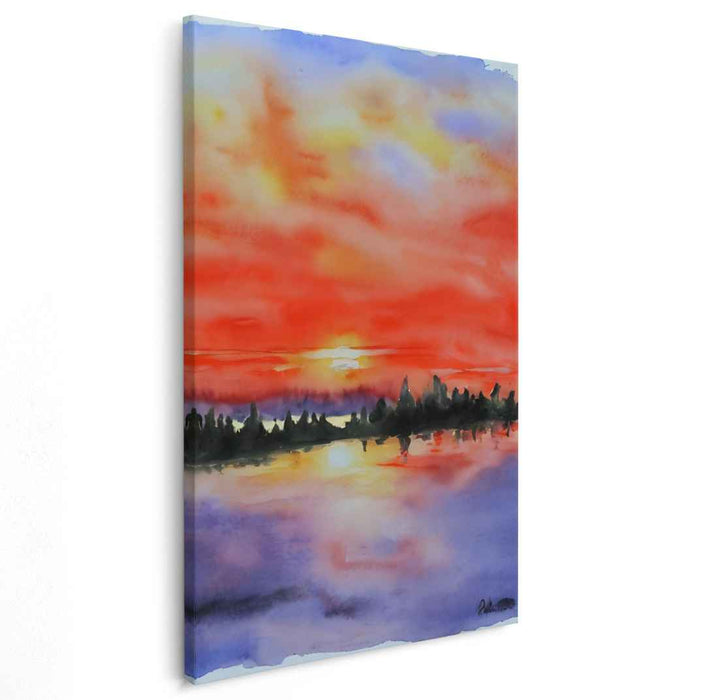 Liquid Skies: Watercolor Landscape Canvas Art Print