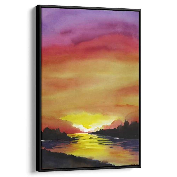 Tranquil Blaze Across Oceans: Tranquil Waterscape in Fiery Hues