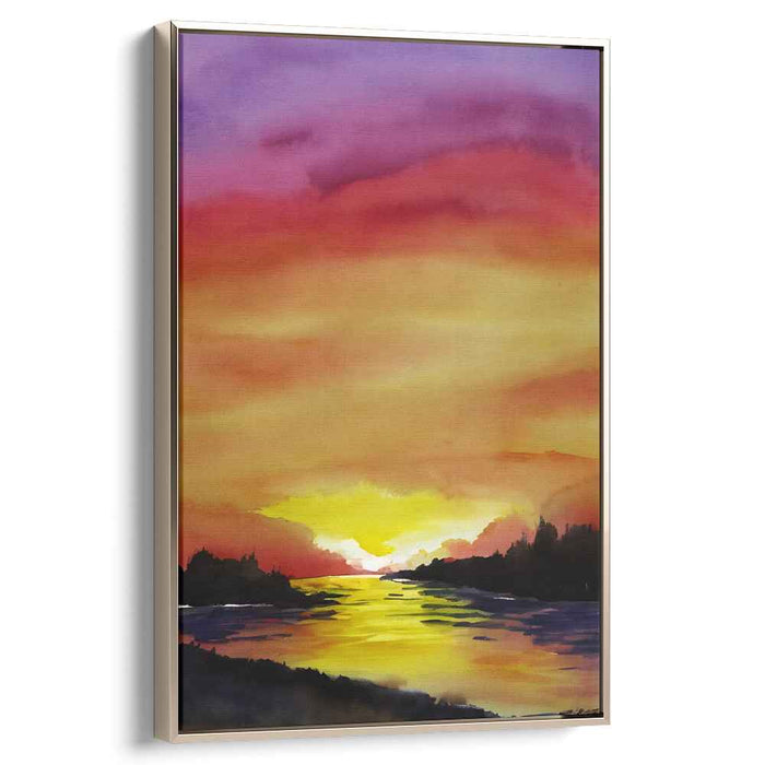 Tranquil Blaze Across Oceans: Tranquil Waterscape in Fiery Hues