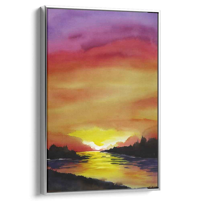 Tranquil Blaze Across Oceans: Tranquil Waterscape in Fiery Hues