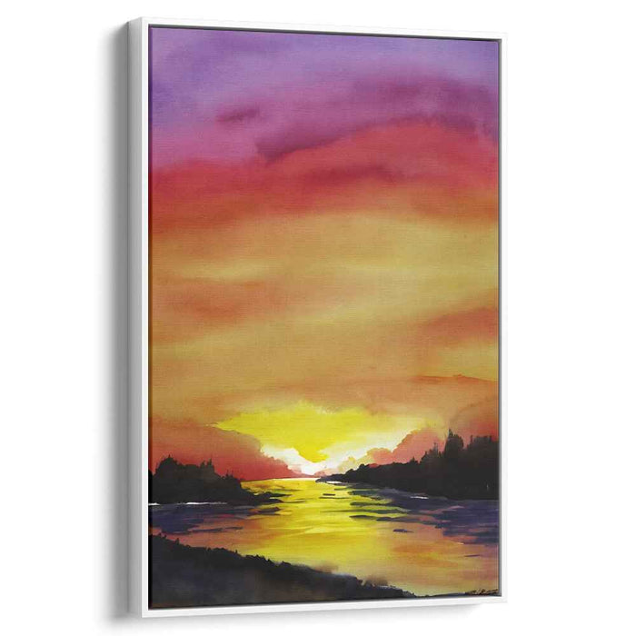 Tranquil Blaze Across Oceans: Tranquil Waterscape in Fiery Hues