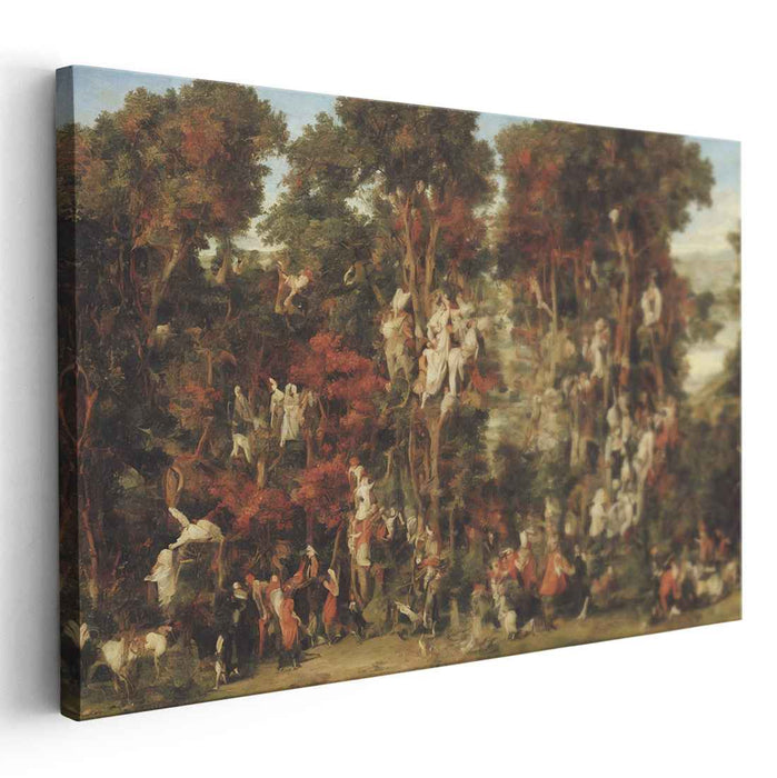 Festive Gathering in an Enchanted Forest: Baroque Canvas Art Print
