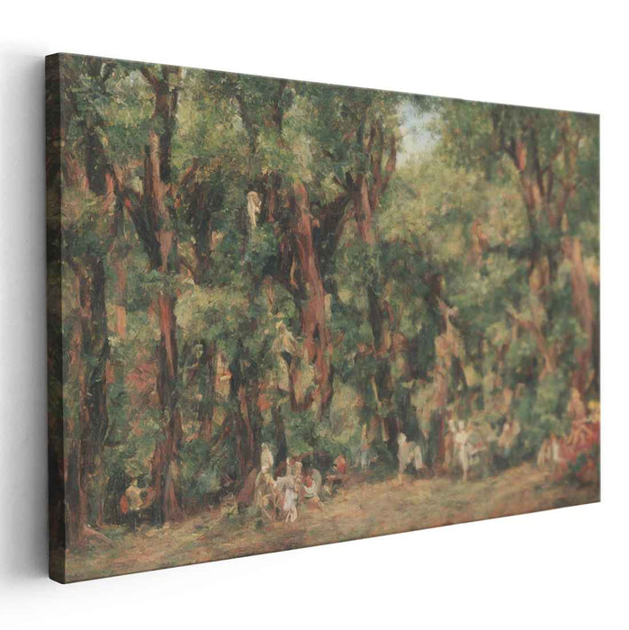 Enchanted Brushstrokes Dance: Impressionist Fairy Gathering Canvas Art Print
