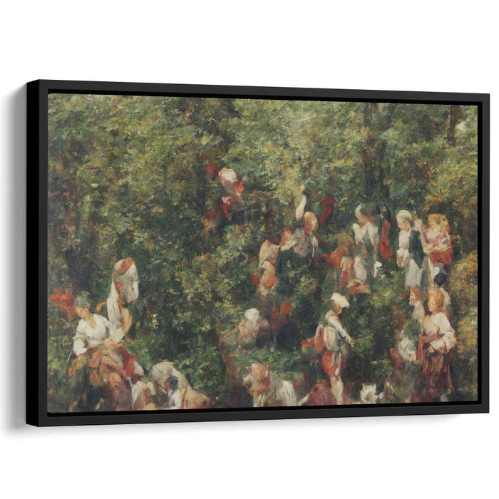 Forest Fleeting Encounter: Impressionist Woodland Gathering Canvas Art Print
