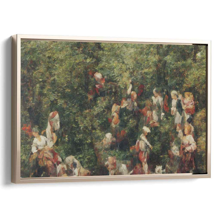 Forest Fleeting Encounter: Impressionist Woodland Gathering Canvas Art Print