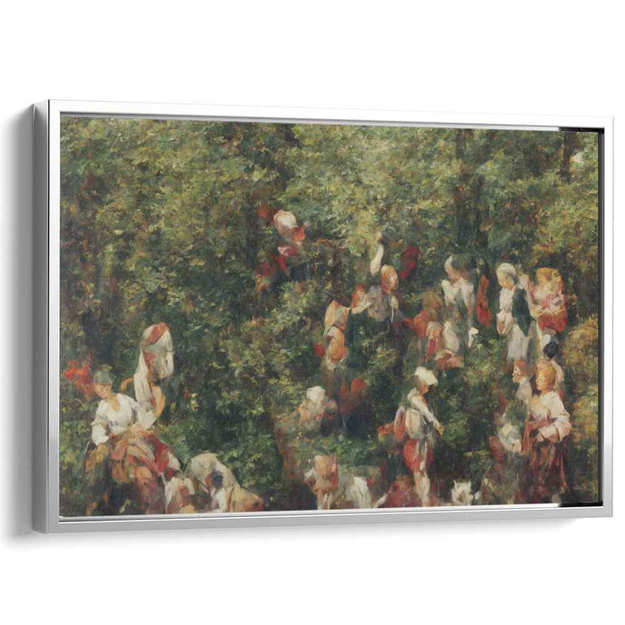 Forest Fleeting Encounter: Impressionist Woodland Gathering Canvas Art Print
