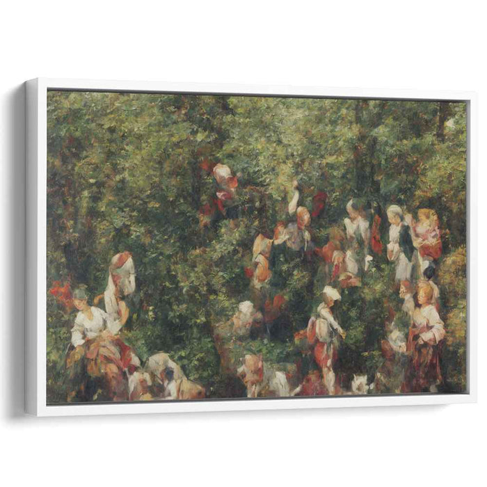 Forest Fleeting Encounter: Impressionist Woodland Gathering Canvas Art Print