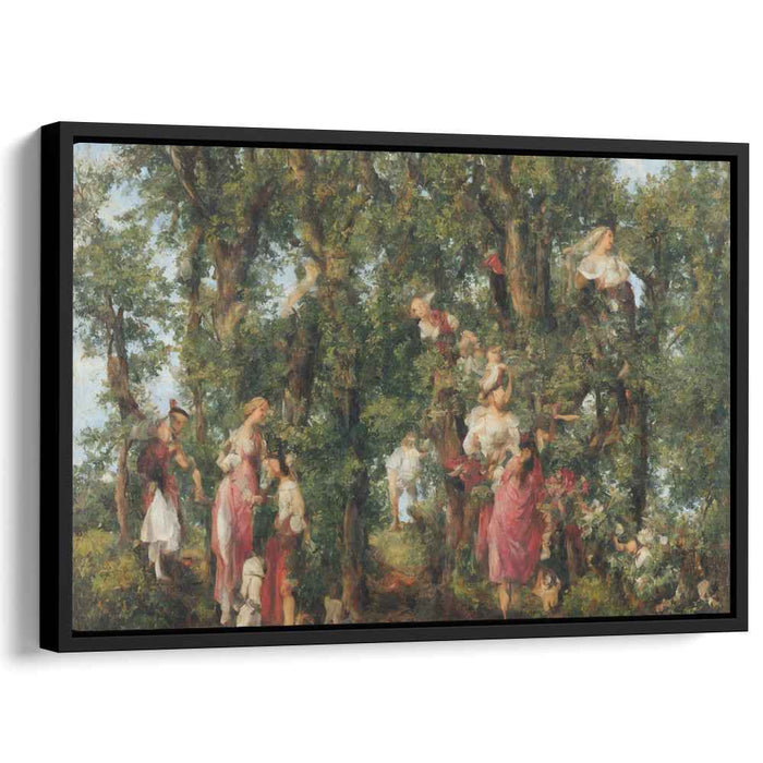 Whimsical Woodland Gatherers: Romantic Rococo Forest Scene