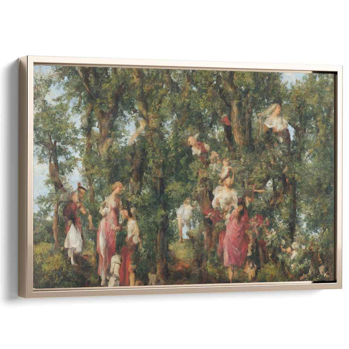 Whimsical Woodland Gatherers: Romantic Rococo Forest Scene