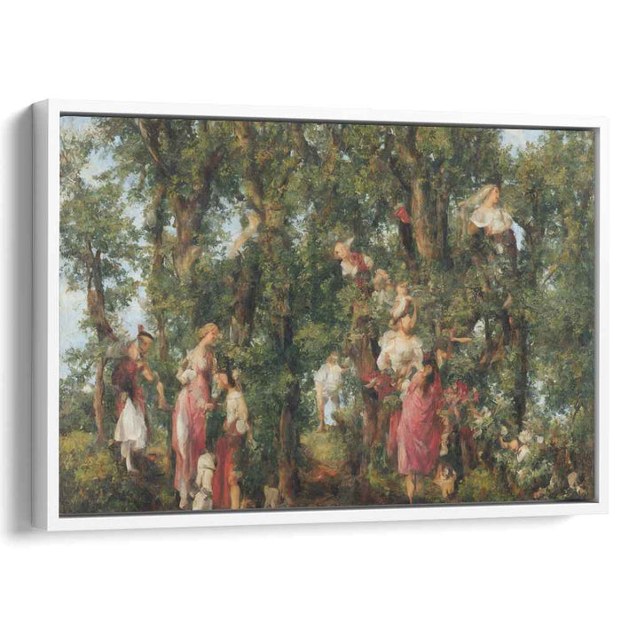 Whimsical Woodland Gatherers: Romantic Rococo Forest Scene